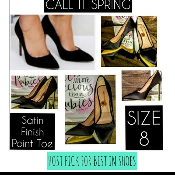 Call It Spring Heels Size 8 Satin Finish Point Toe - Picture 3 of 11